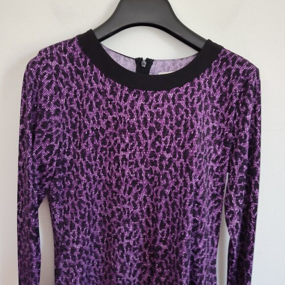 Ladies Petite SZ PS Michael Michael Kors Purple/Black Animal Print Dress - Picture 2 of 4